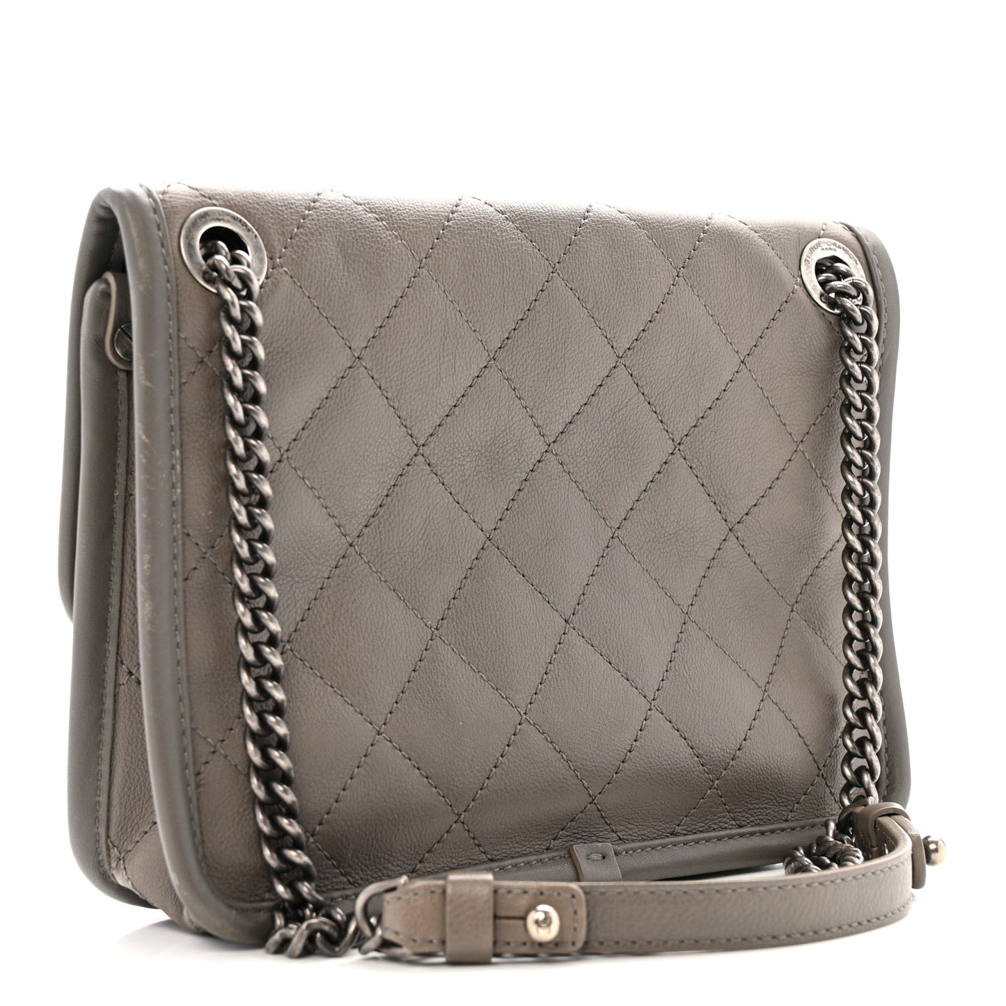 Calfskin Quilted Mini French Riviera Flap Grey