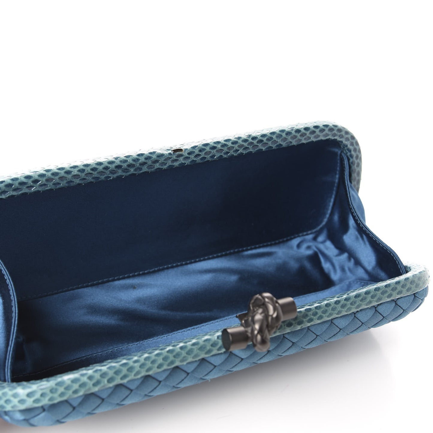 Satin Intreccio Impero Ayers Stretch Knot Clutch Turquoise
