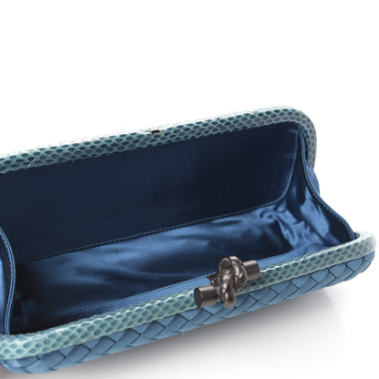Bottega Veneta Satin Intreccio Impero Ayers Stretch Knot Clutch Turquoise 5 of 9