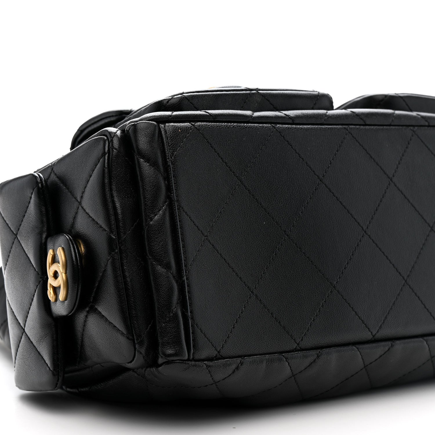 Chanel Shiny Lambskin Quilted Trendy Pockets Hobo Black 9 of 10