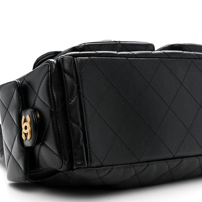 Chanel Shiny Lambskin Quilted Trendy Pockets Hobo Black 9 of 10