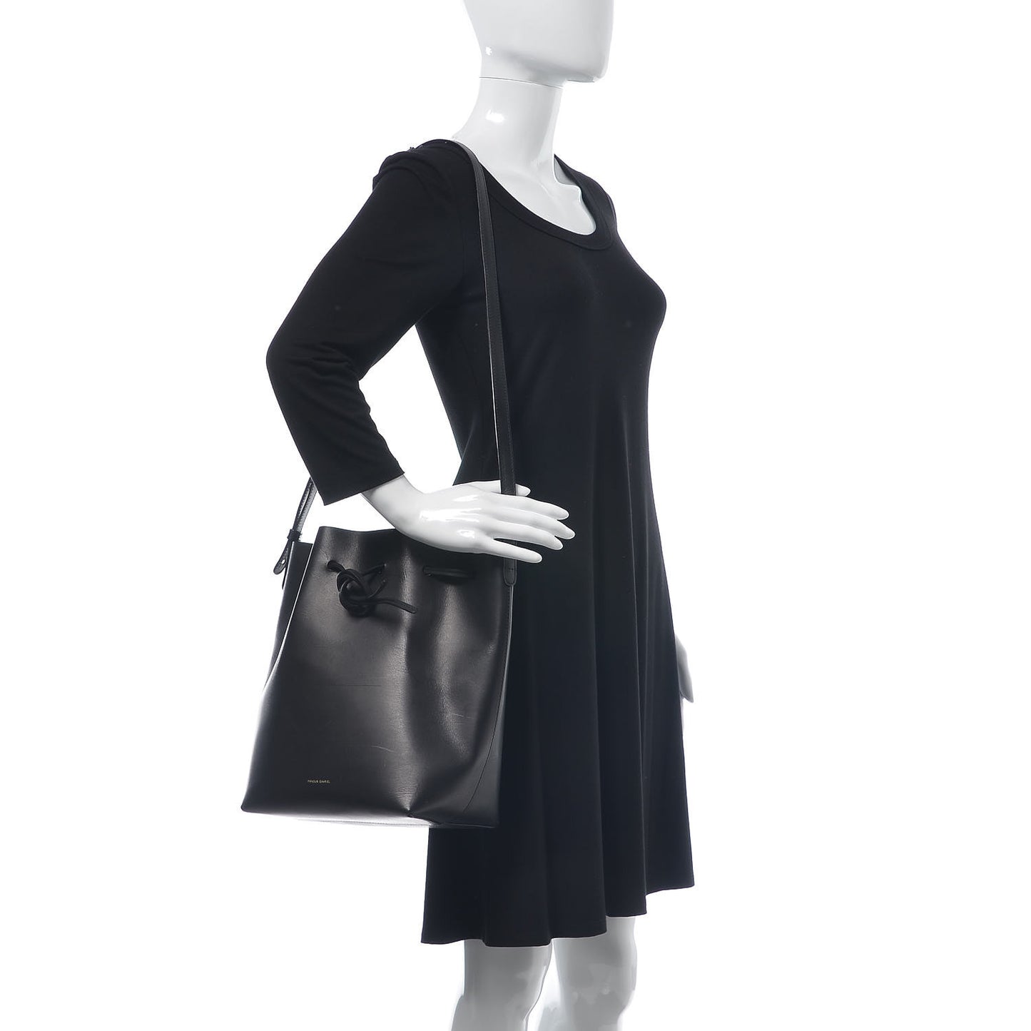 Vegetable Tanned Calfskin Bucket Bag Black Blu
