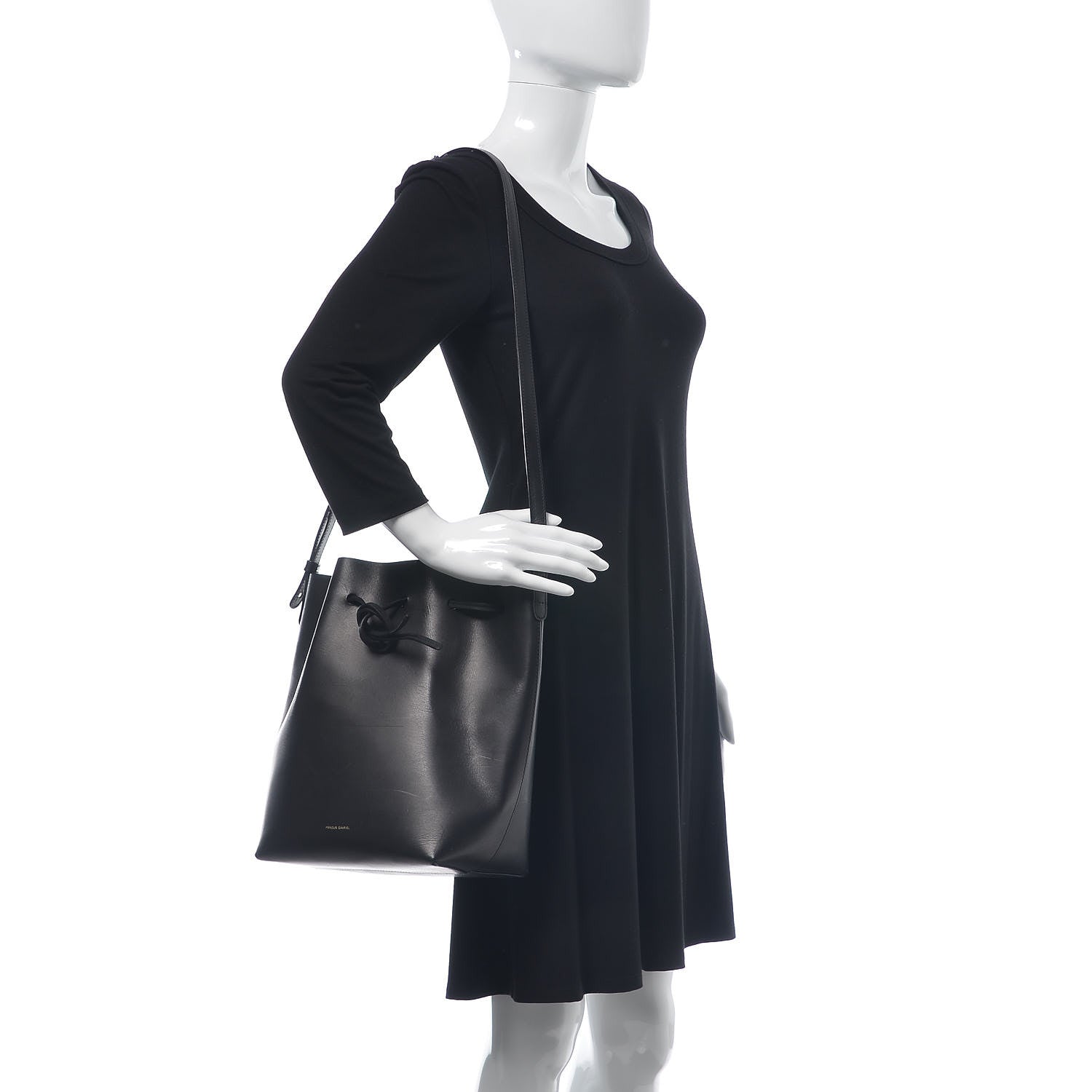 Mansur Gavriel Vegetable Tanned Calfskin Bucket Bag Black Blu 2 of 13
