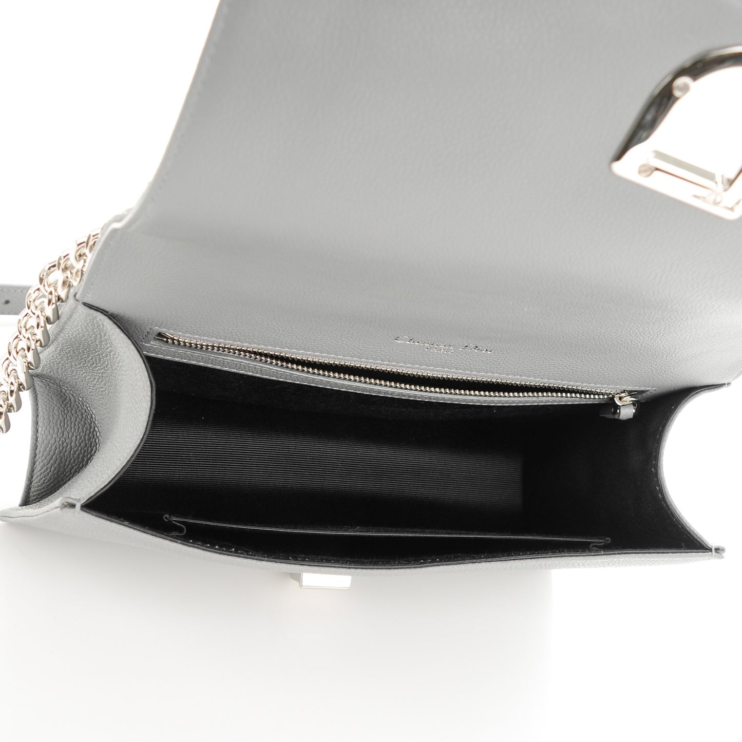 Grained Calfskin Medium Diorama Flap Bag Grey