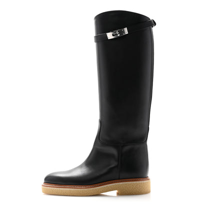 Hermes Calfskin Honey Boots 39.5 Black 1 of 9