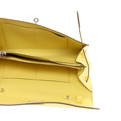 Hermes Ostrich Kelly Wallet To Go Limoncello 5 of 7