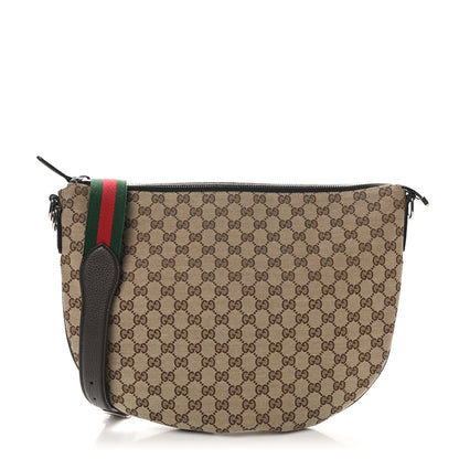 Gucci Monogram Calfskin Web Medium B Shoulder Bag Beige Brown 1 of 10