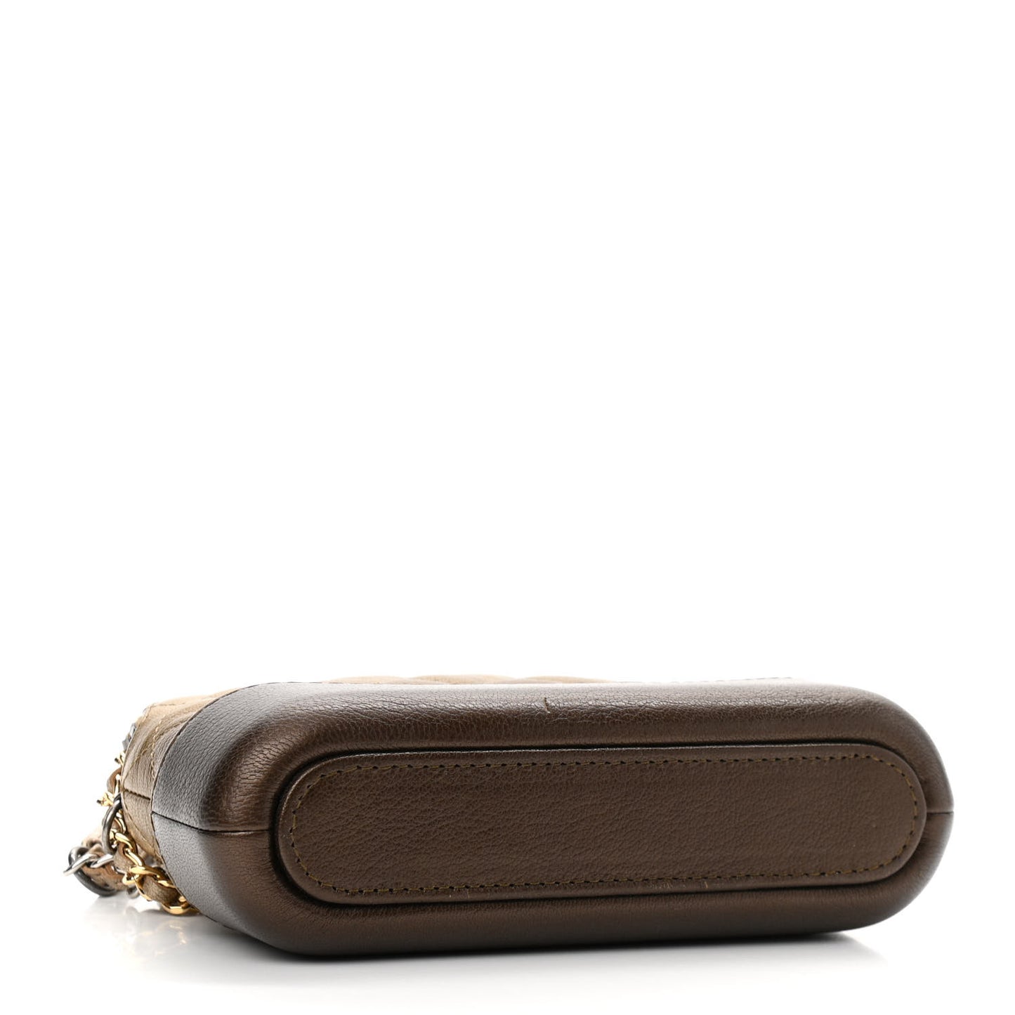 Metallic Goatskin Quilted Small Gabrielle Clutch With Chain Bronze