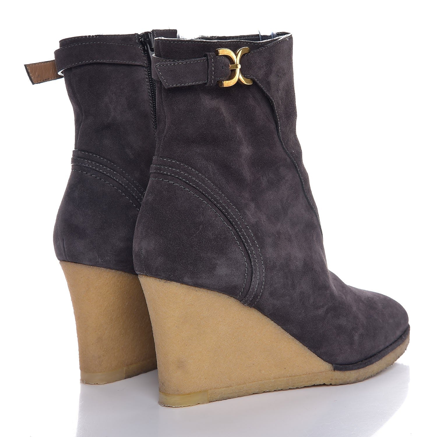 Chloe Suede Wedge Ankle Boots 40.5 Grey 4 of 9