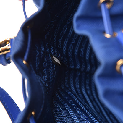 Prada Wicker Canvas Bucket Bag Blue 8 of 10