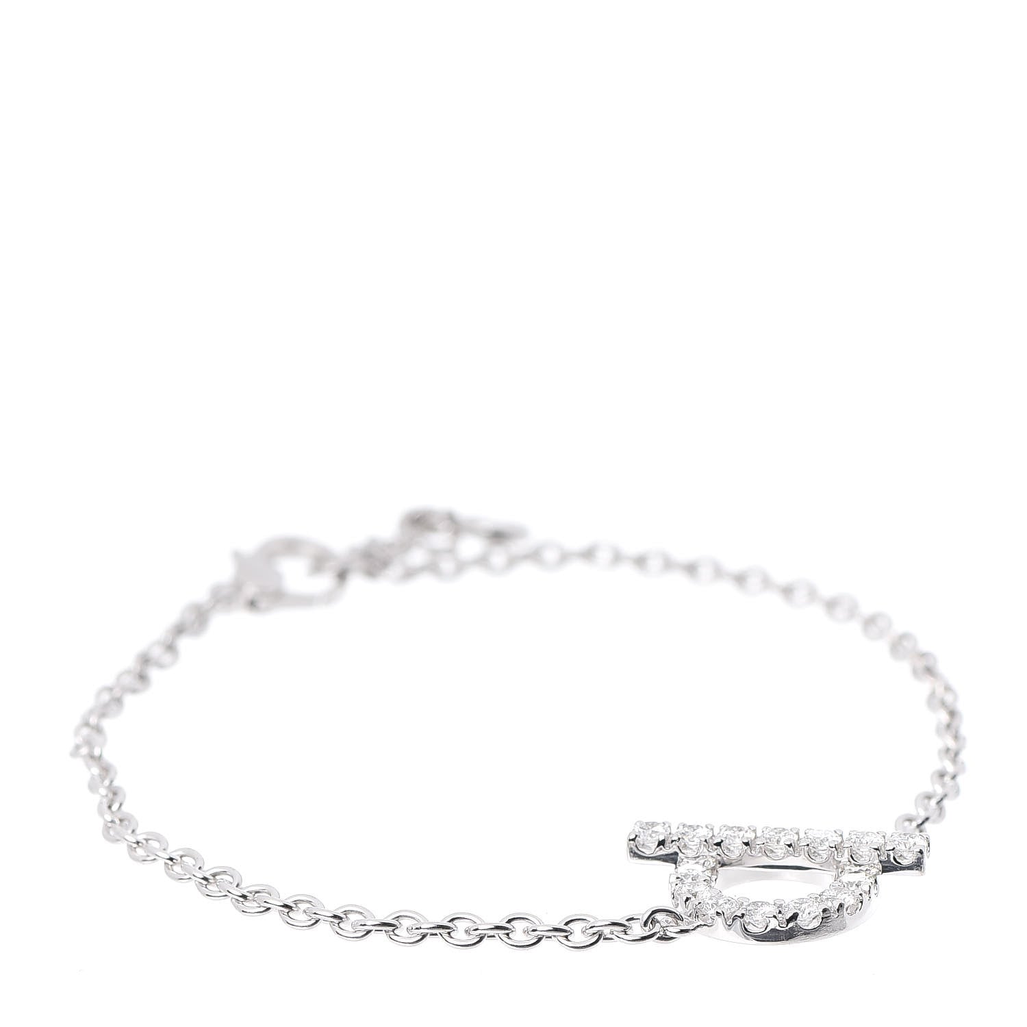 Hermes 18K White Gold Diamond Finesse Bracelet SH 1 of 5