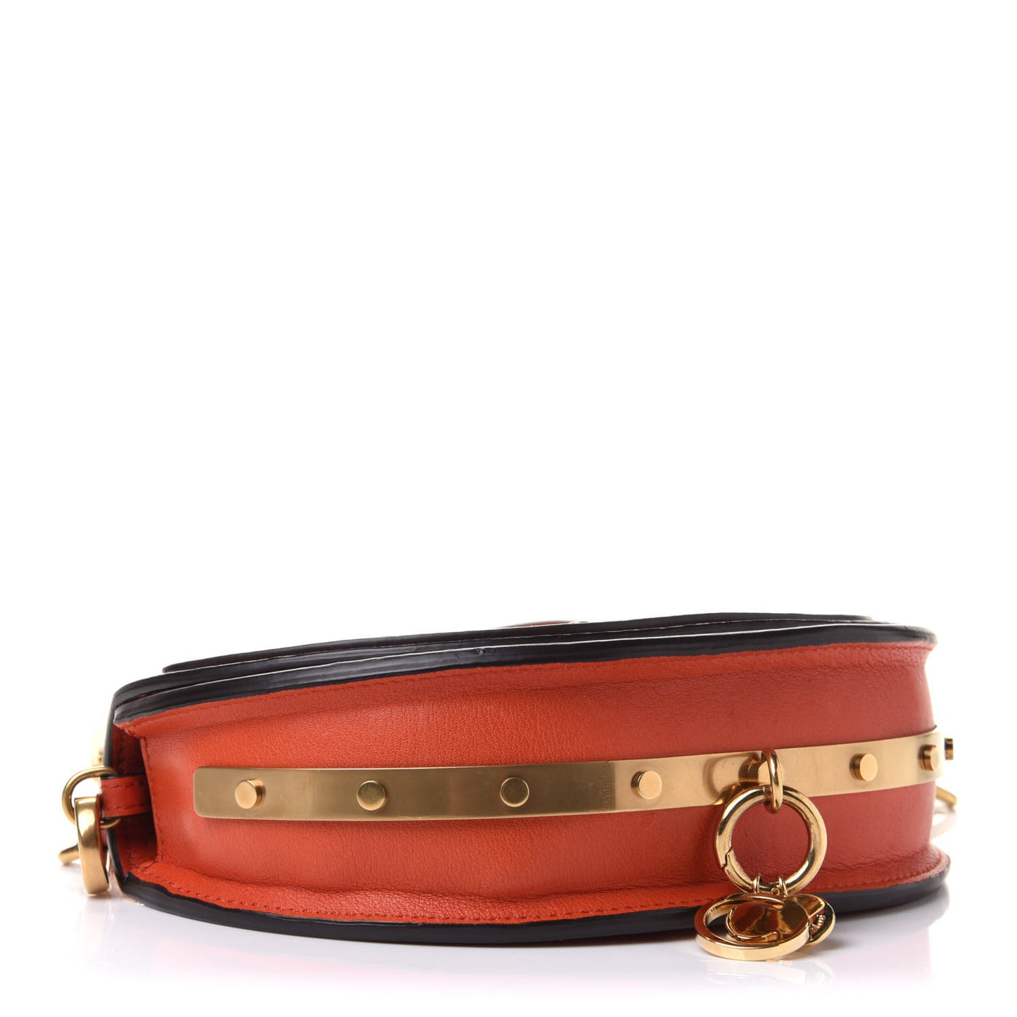 Calfskin Small Nile Bracelet Minaudiere Bag Sepia Red