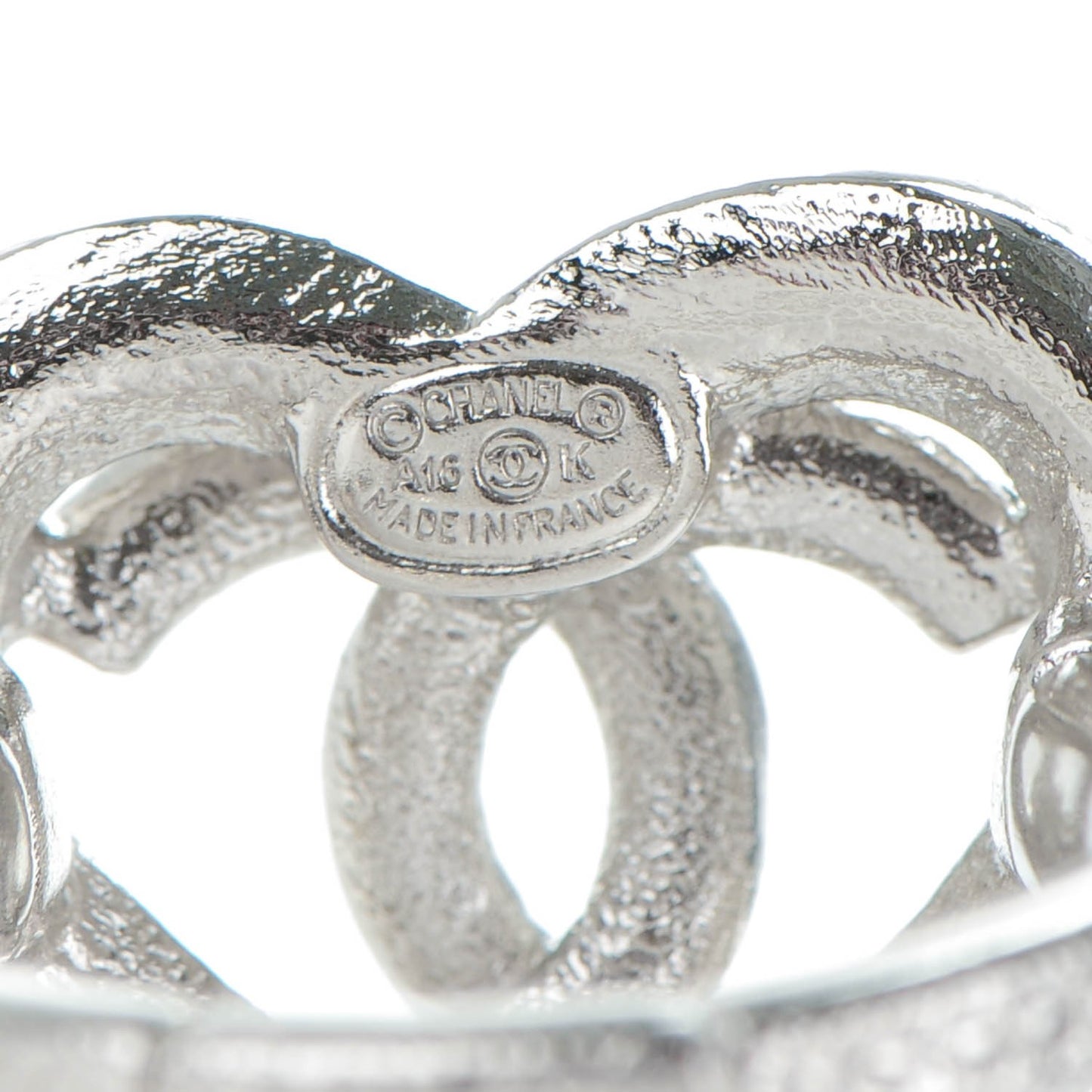 Crystal CC Heart Ring 52 6.5 Silver Blue