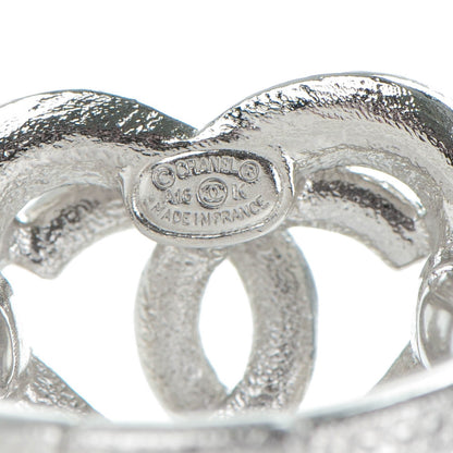 Chanel Crystal CC Heart Ring 52 6.5 Silver Blue 4 of 5