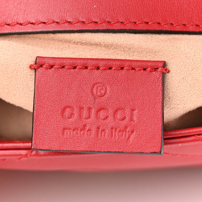 Gucci Calfskin Matelasse Super Mini GG Marmont Shoulder Bag Hibiscus Red 6 of 10