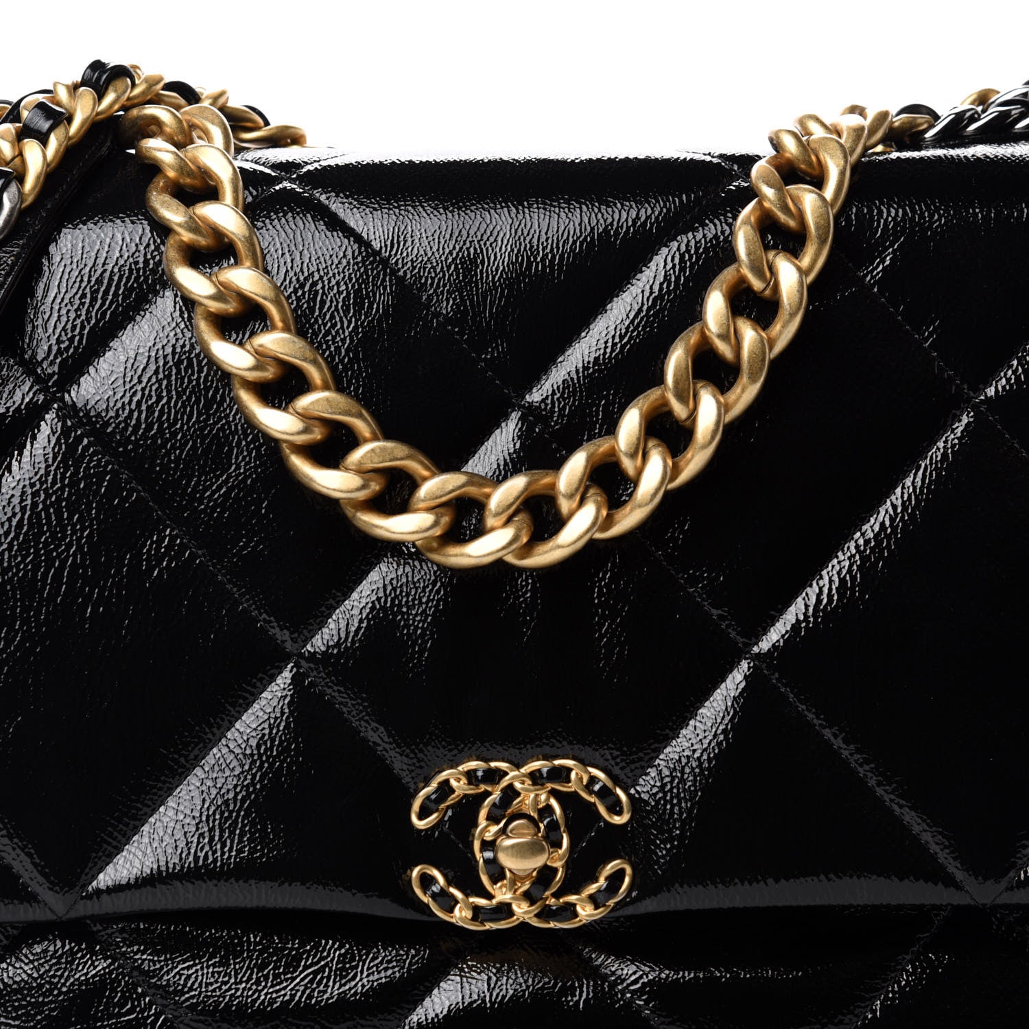 Chanel Shiny Crumpled Calfskin Quilted Maxi 19 Flap Black 10 of 10