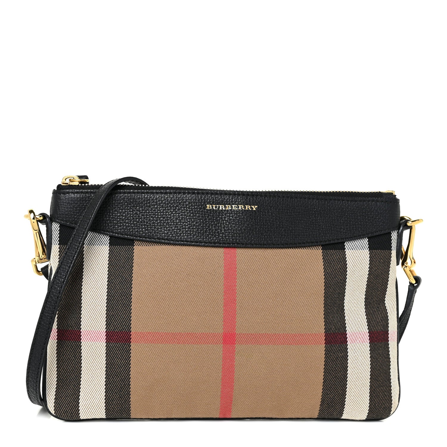 Burberry House Check Derby Peyton Crossbody Clutch Bag Black 1 of 9