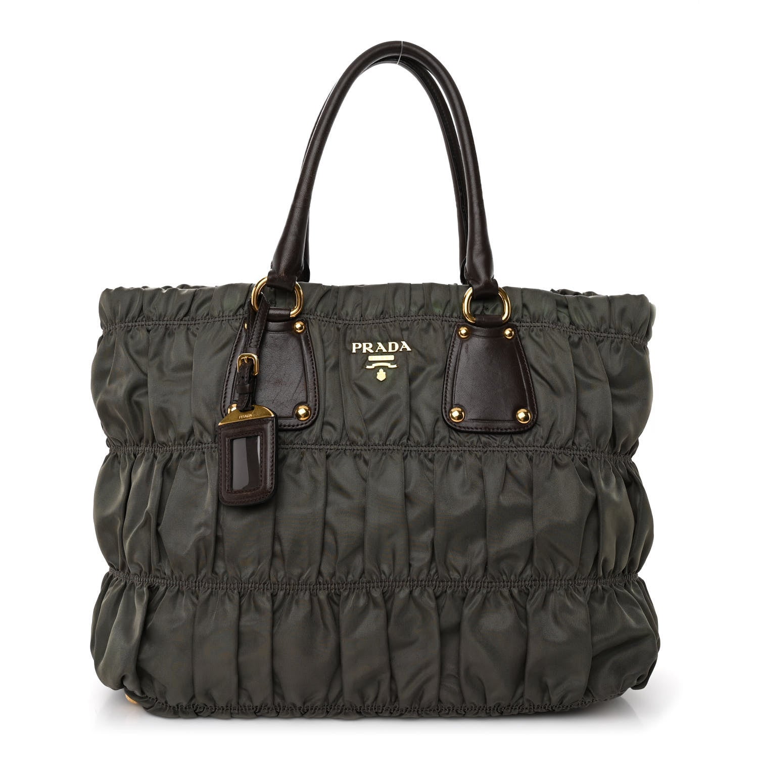 Prada Tessuto Nylon Gaufre Tote Militare 1 of 12