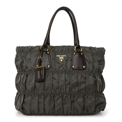 Prada Tessuto Nylon Gaufre Tote Militare 1 of 12