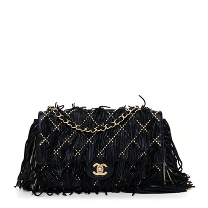 Chanel Iridescent Calfskin Quilted Studded Paris Dallas Fringe Chain Flap Blue 1 of 11