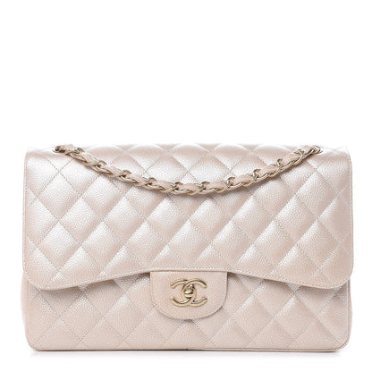 Chanel Pearly Caviar Quilted Jumbo Double Flap Light Beige 1 of 14