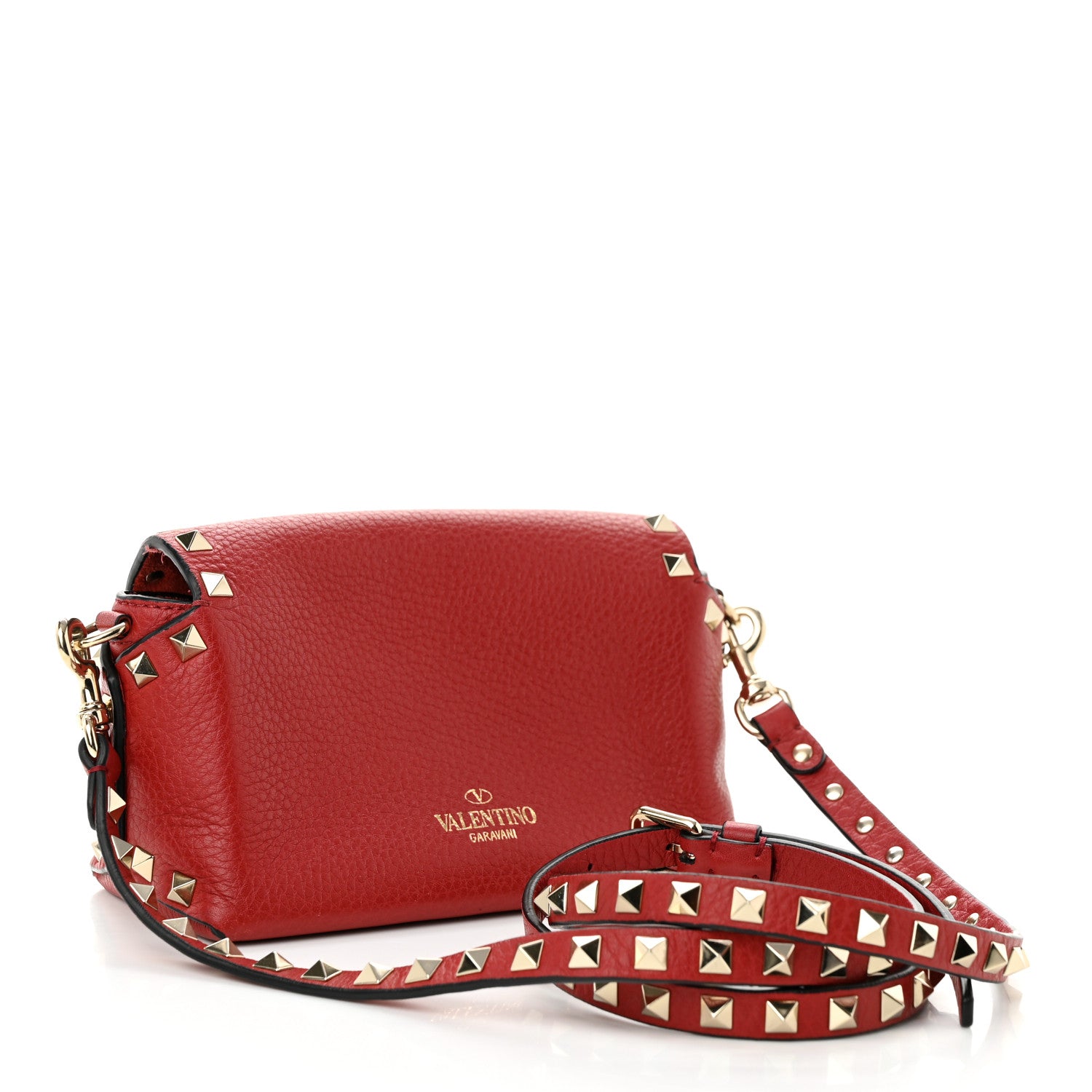 Valentino Garavani Pebbled Calfskin Mini Rockstud Crossbody Bag Rosso Valentino 3 of 9