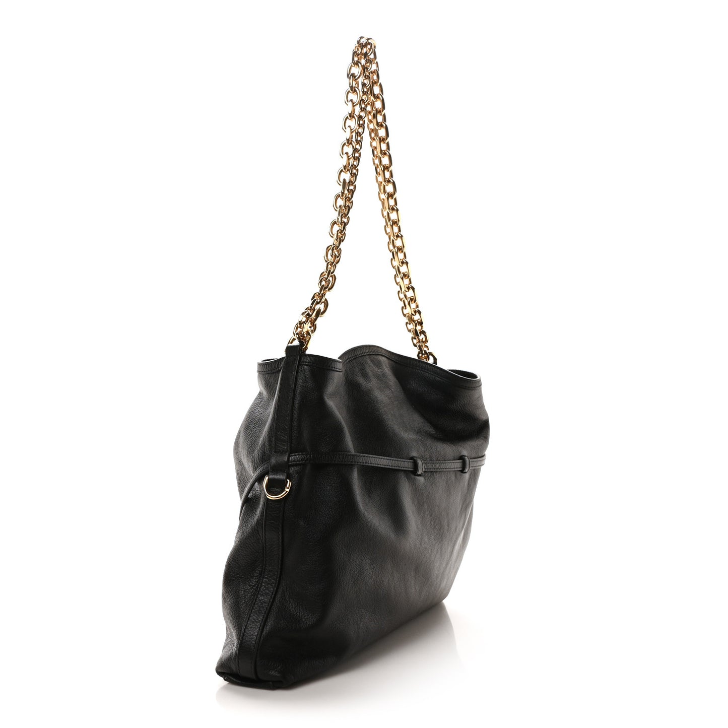 Tumbled Calfskin Medium Voyou Bag Black