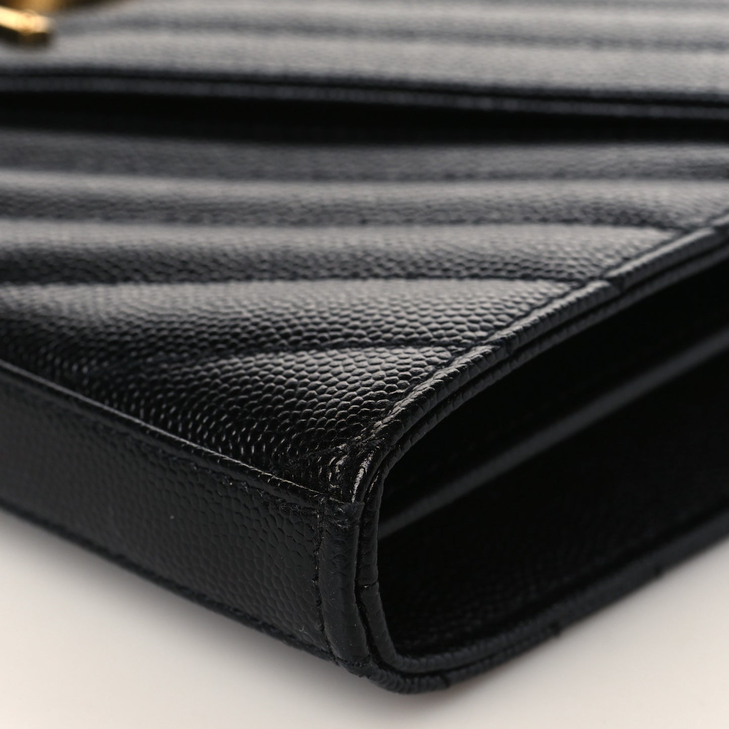Grain De Poudre Matelasse Chevron Monogram Chain Wallet Black