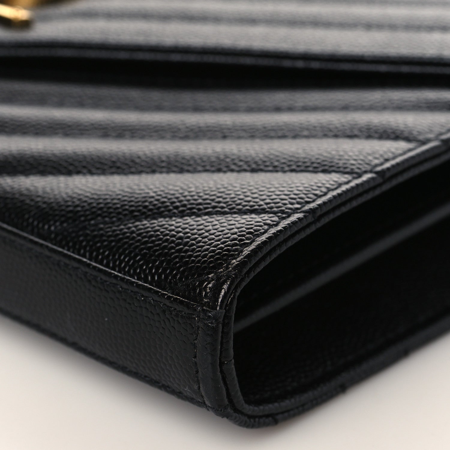 Saint Laurent Grain De Poudre Matelasse Chevron Monogram Chain Wallet Black 8 of 8