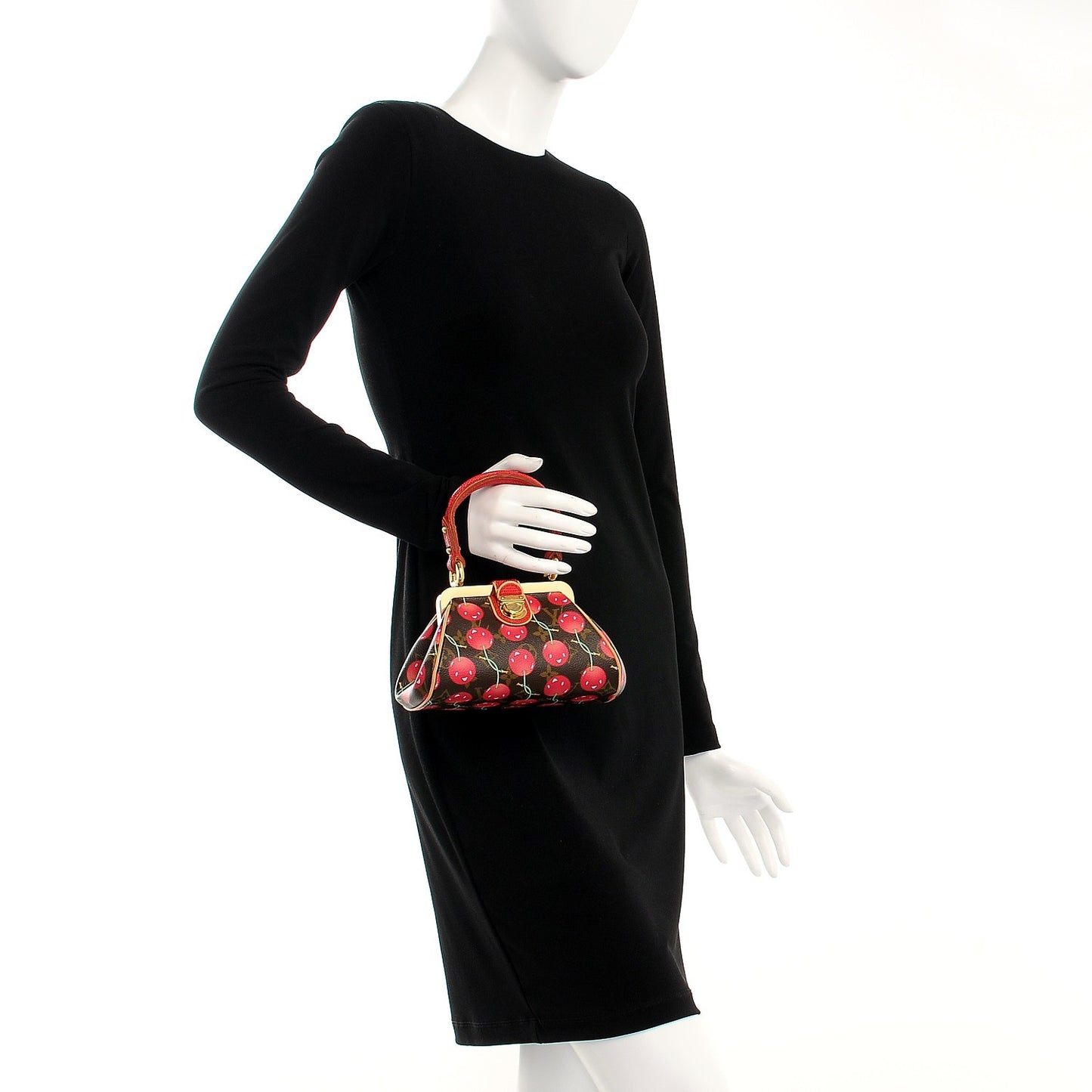 Lizard Monogram Cerises Sac Fermoir PM