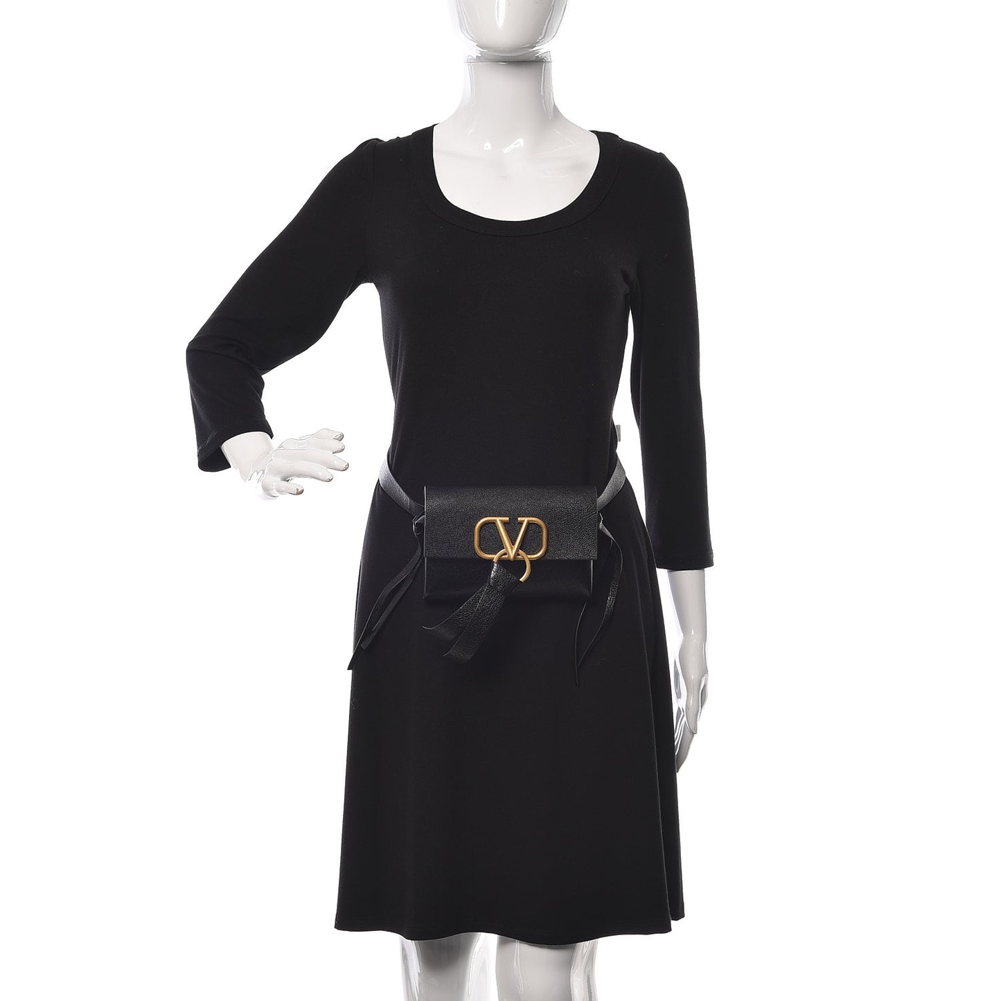 Textured Patent Calfskin VRing Belt Bag Black