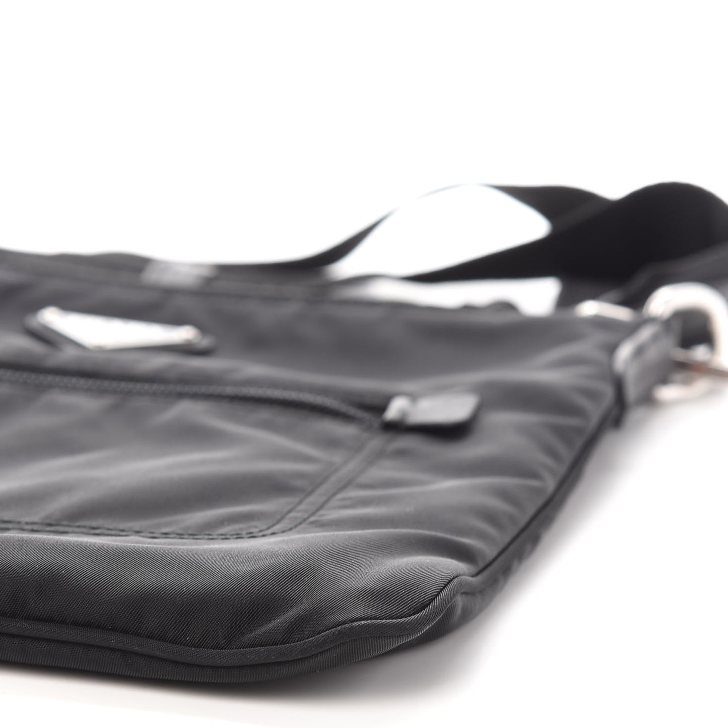Tessuto Nylon Saffiano Flat Messenger Bag Black