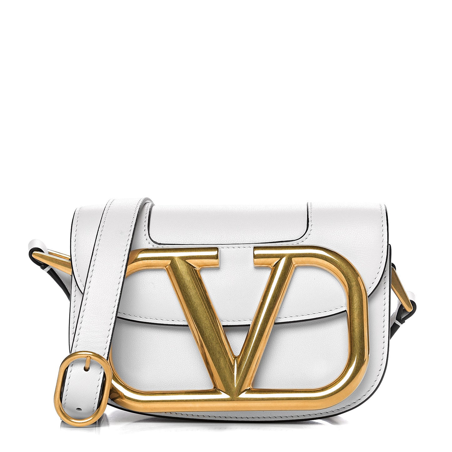 Calfskin Small Supervee Crossbody Bag Optic White