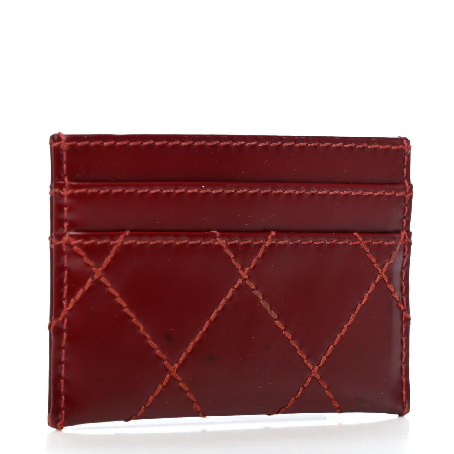 Chanel Calfskin Diamond Stitched Card Holder Red 4 of 11