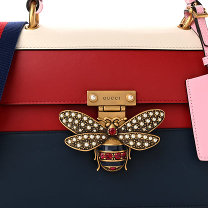 Gucci Calfskin Sylvie Web Small Queen Margaret Top Handle Bag Blue Agata Hibiscus Red Mystic White Sugar Pink 8 of 10