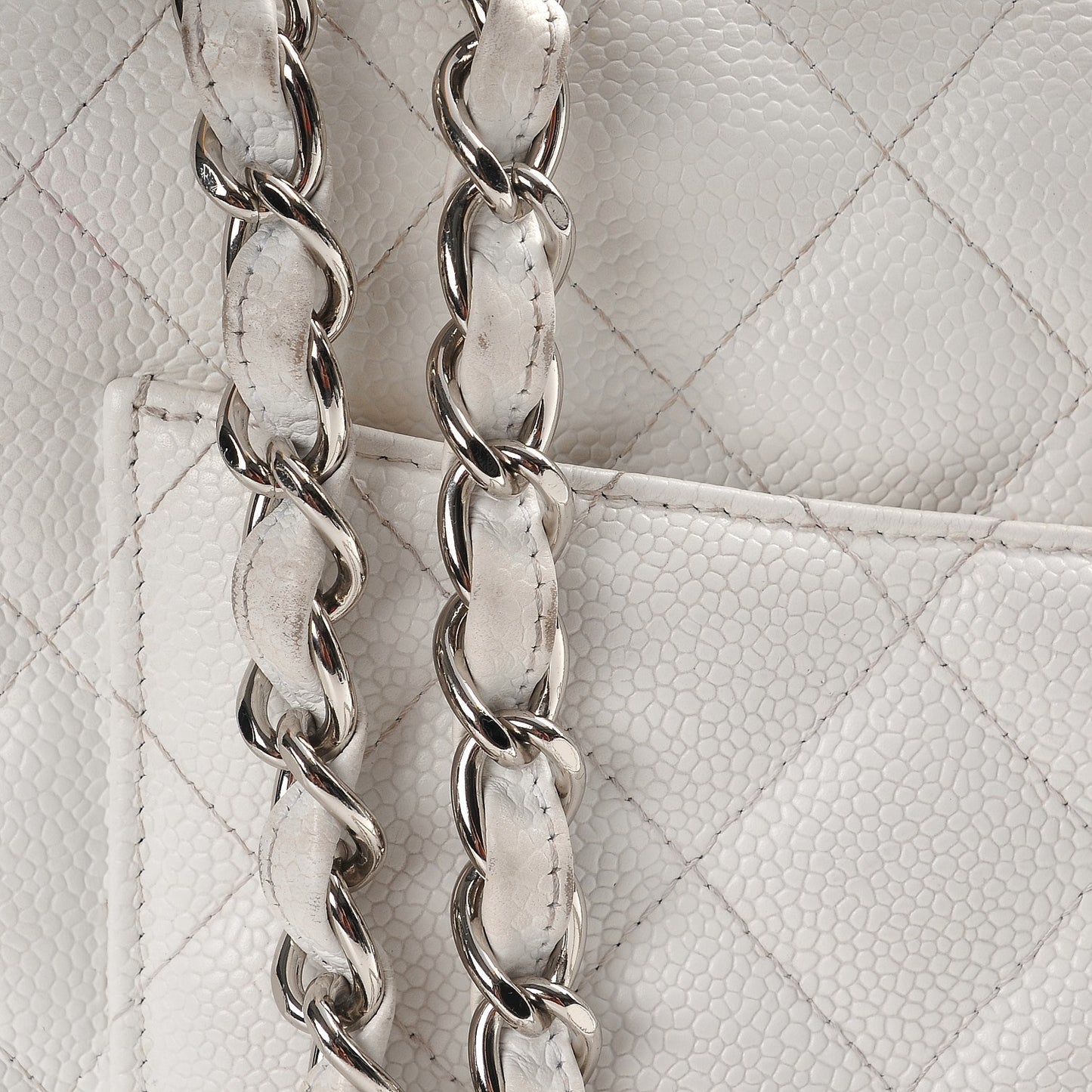 Caviar Quilted Jumbo Single Flap White