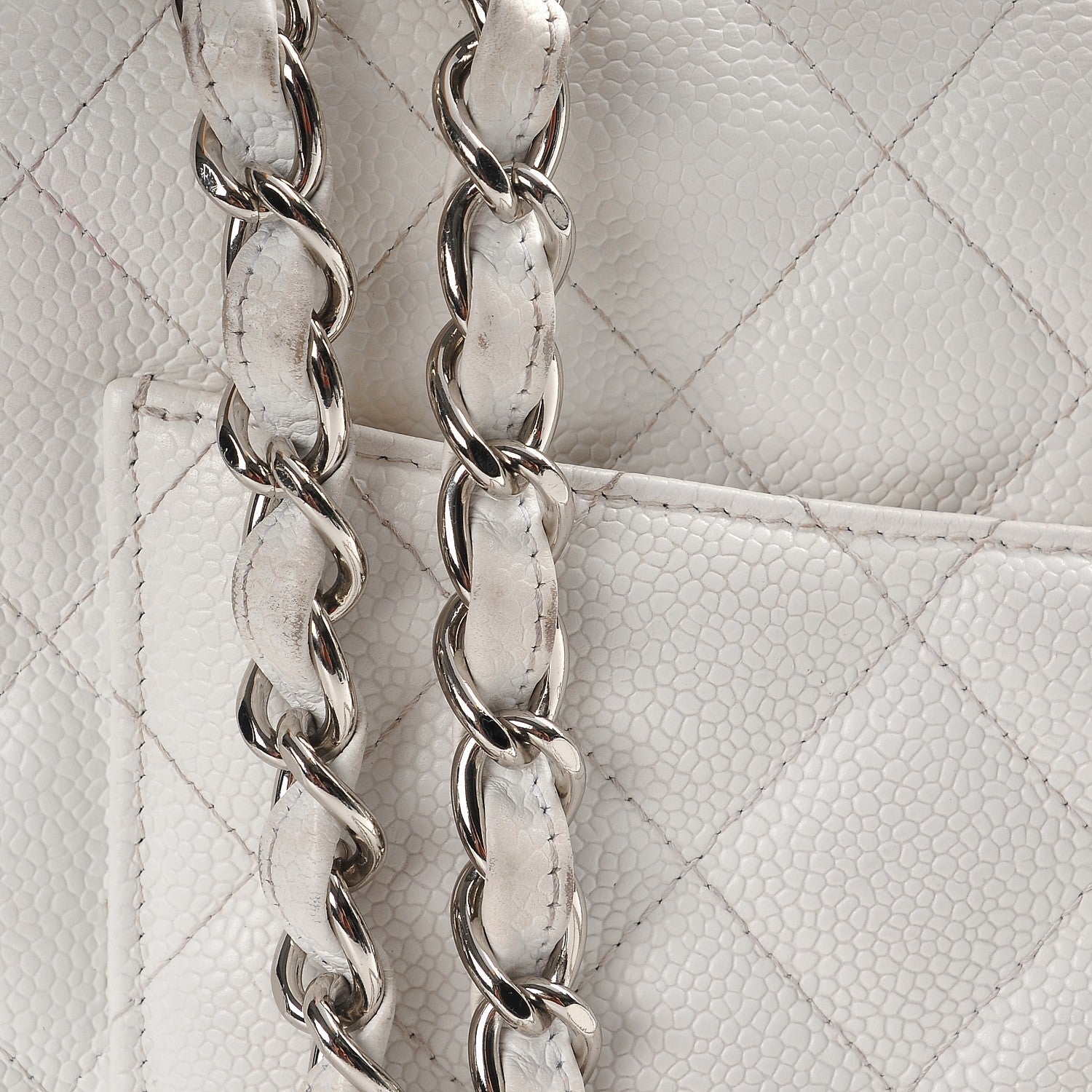 Chanel Caviar Quilted Jumbo Single Flap White 15 of 19