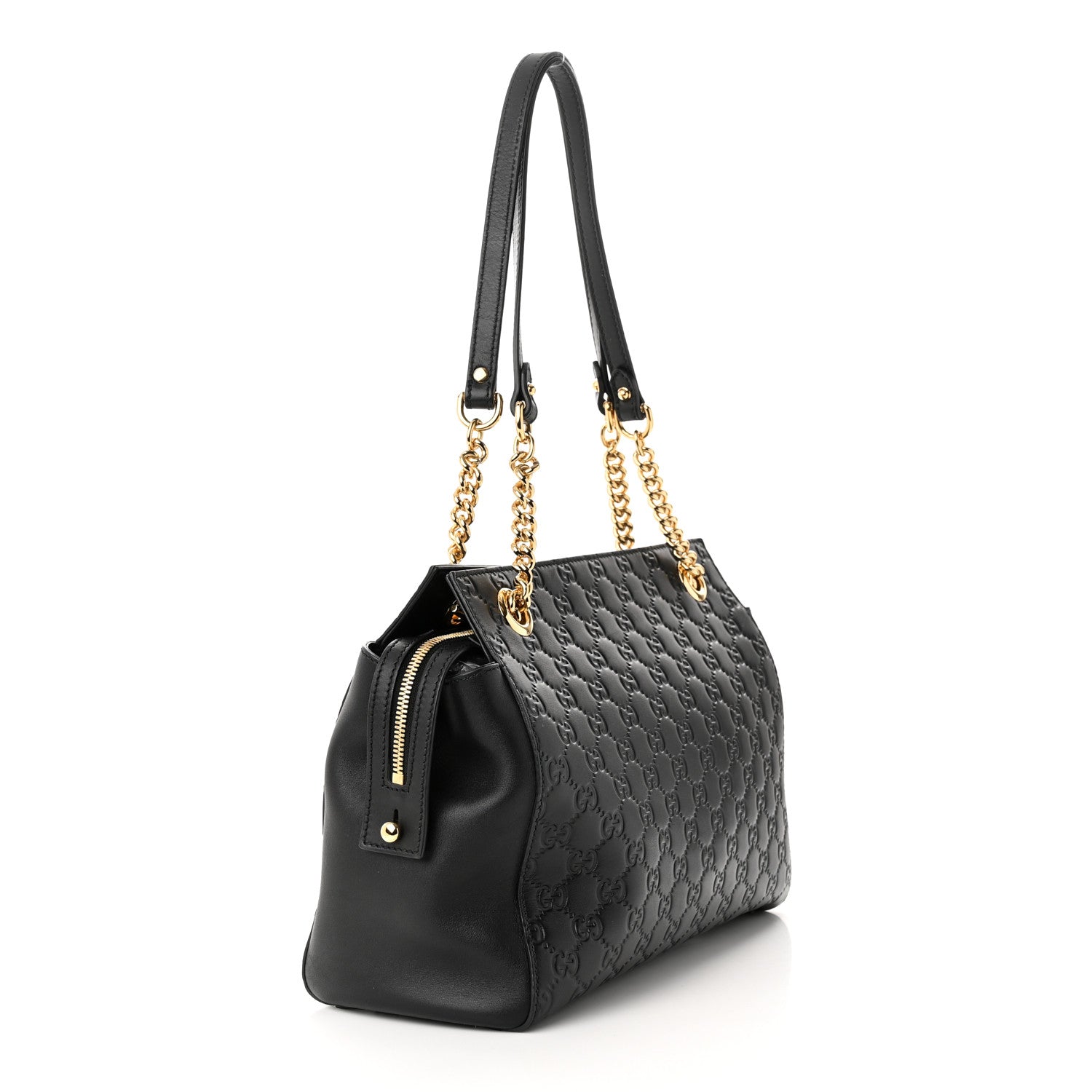 Gucci Guccissima Signature Medium Shoulder Tote Bag Black 3 of 10
