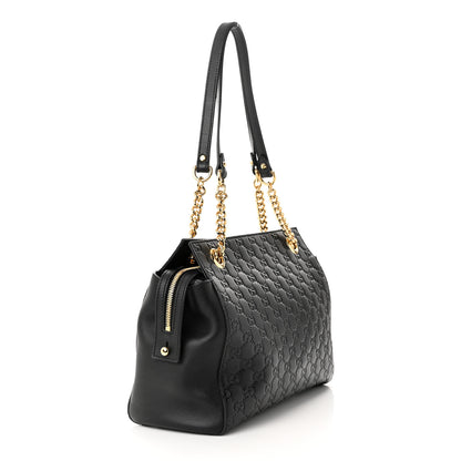 Gucci Guccissima Signature Medium Shoulder Tote Bag Black 3 of 10