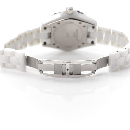 Chanel Stainless Steel Ceramic Diamond 33mm J12 Quartz Watch White 5 of 6