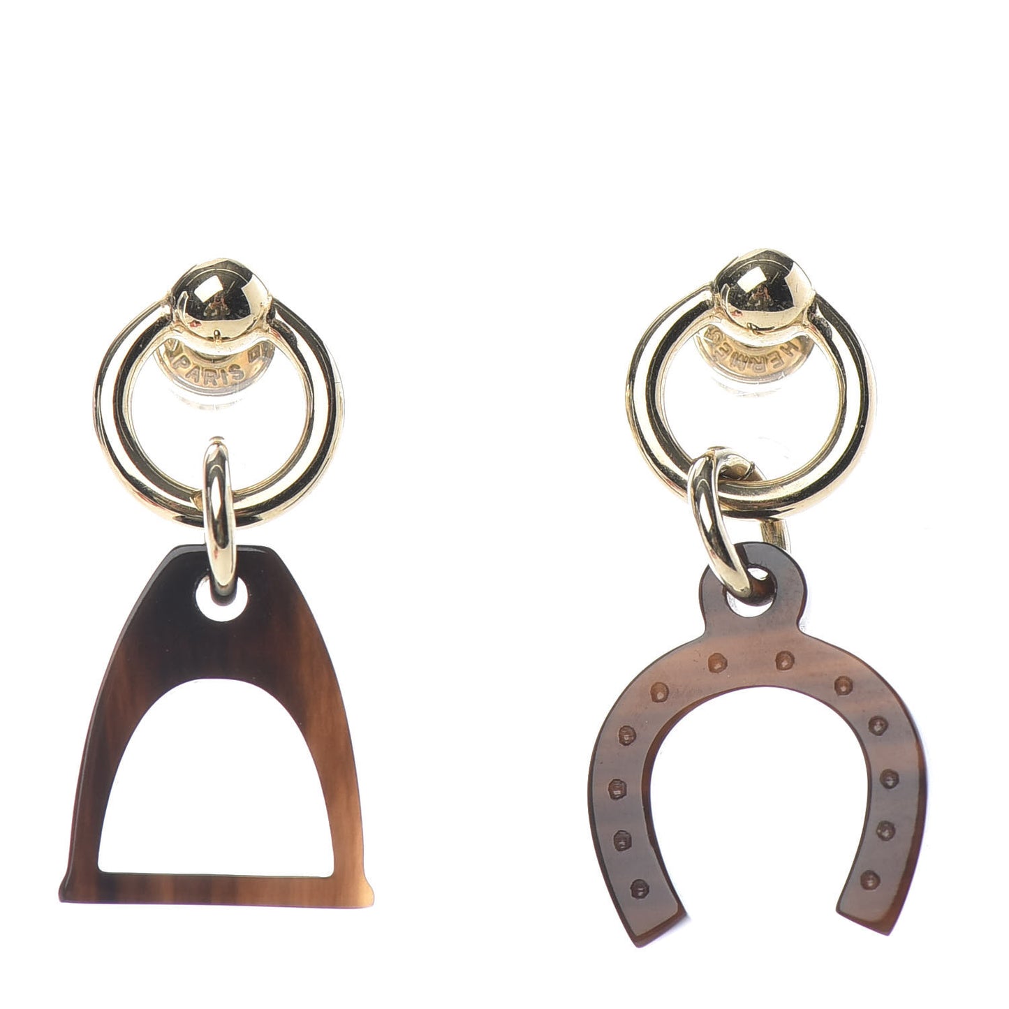 Permabrass Buffalo Horn Amulettes Equestre Earrings