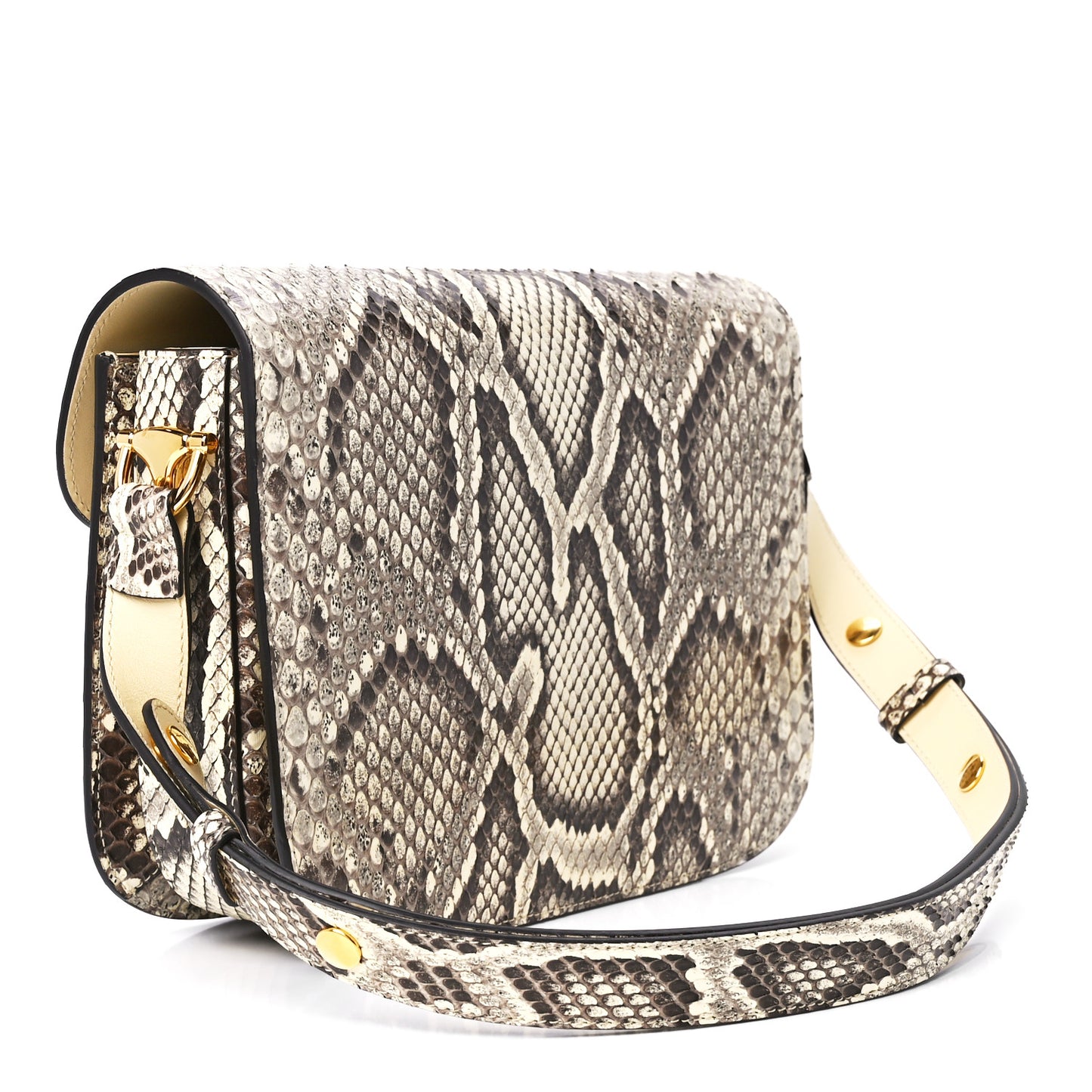 Snakeskin Horsebit 1955 Shoulder Bag Natural