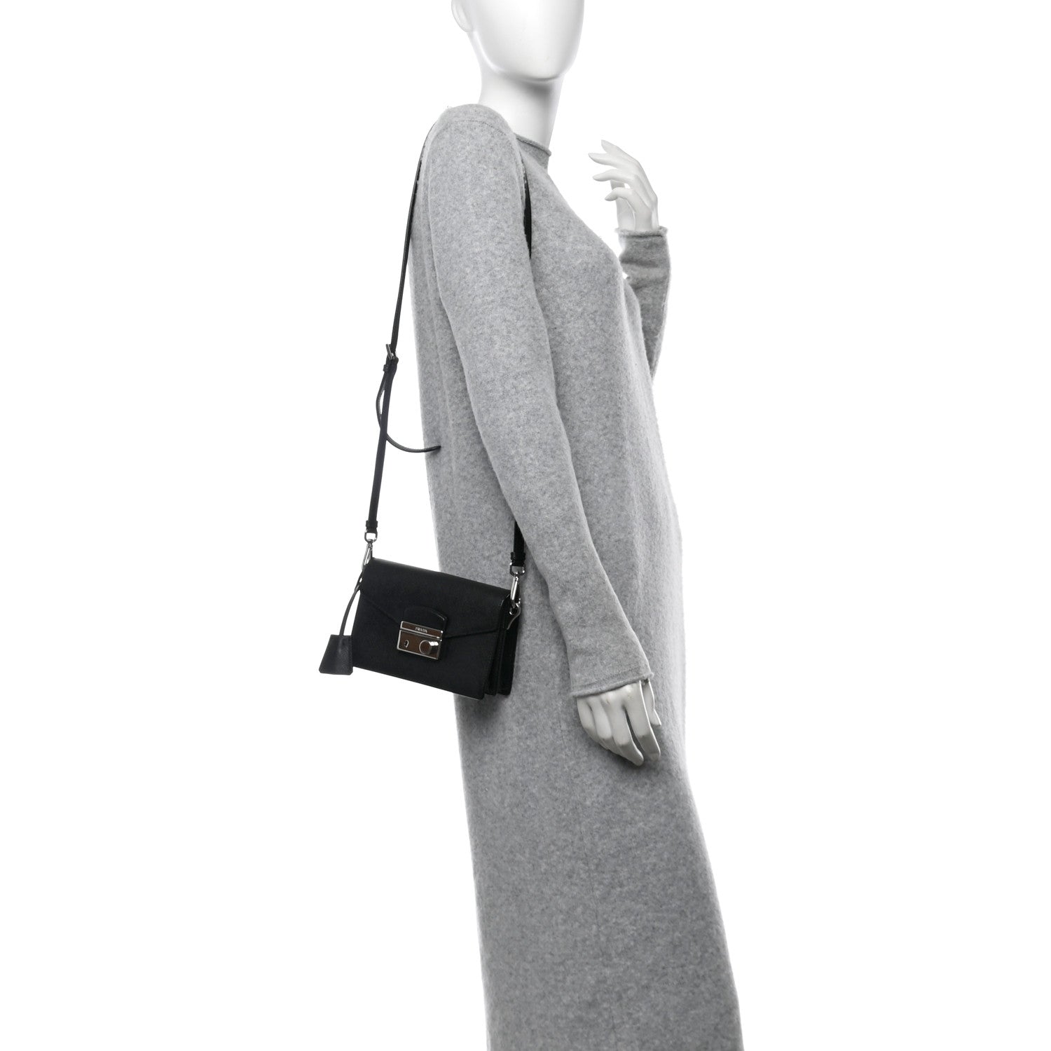 Prada Saffiano Lux Mini Sound Crossbody Black 2 of 12