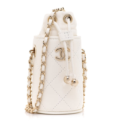 Chanel Lambskin Quilted Mini Bucket Bag With Chain White 1 of 6