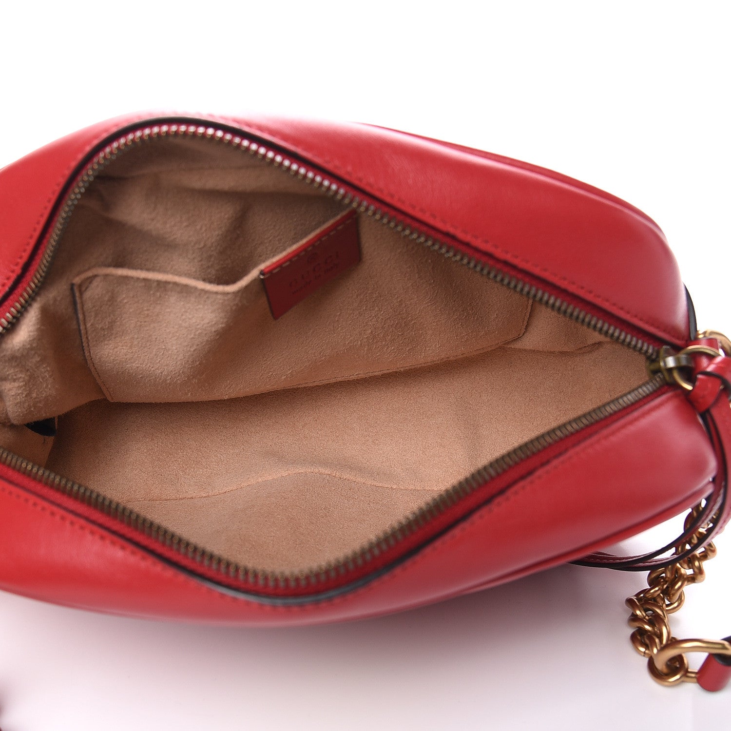 Gucci Calfskin Matelasse Small GG Marmont Chain Shoulder Bag Hibiscus Red 5 of 10