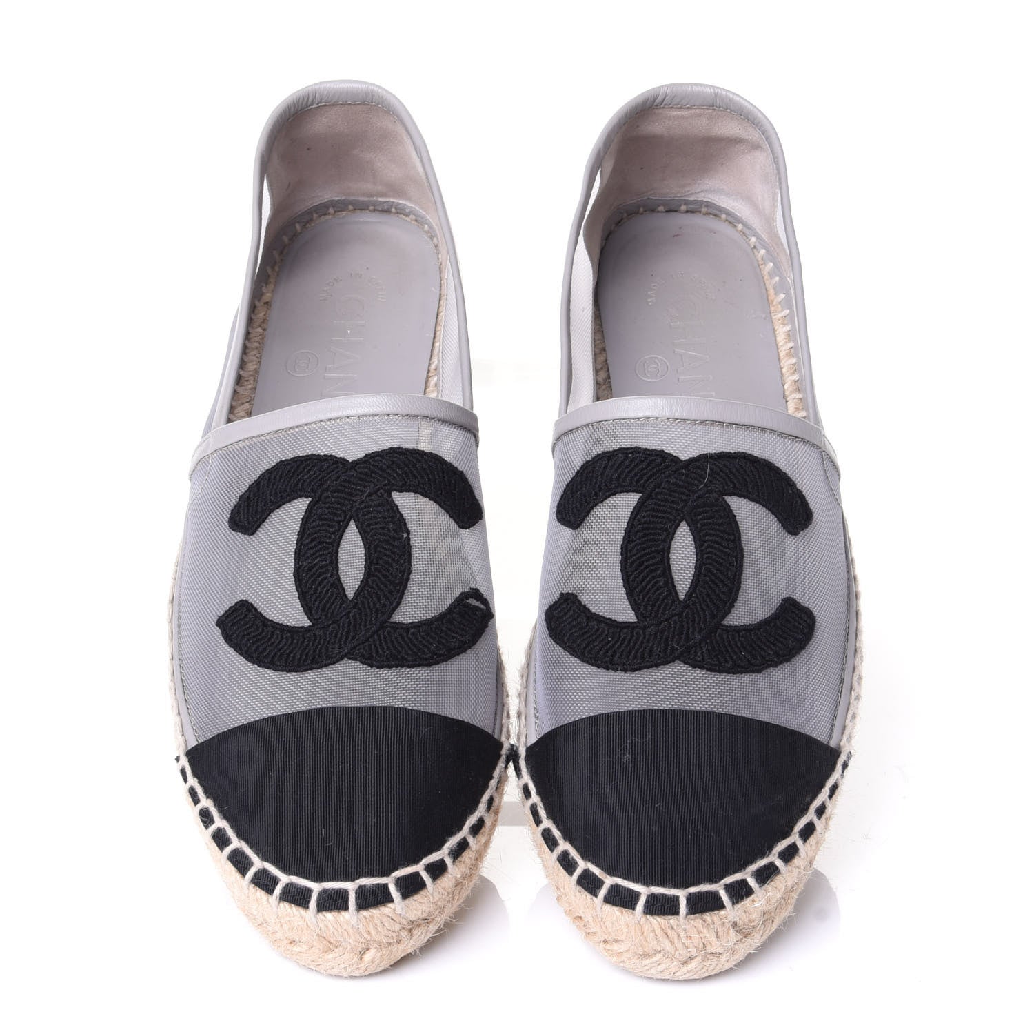 Chanel Mesh Grosgrain CC Espadrilles 37 Grey 5 of 9