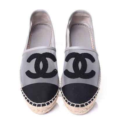 Chanel Mesh Grosgrain CC Espadrilles 37 Grey 5 of 9