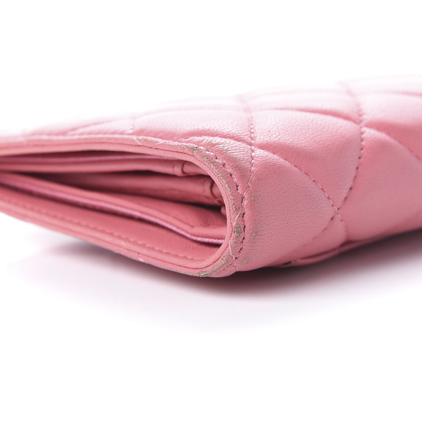 Lambskin Quilted Yen Wallet Pink