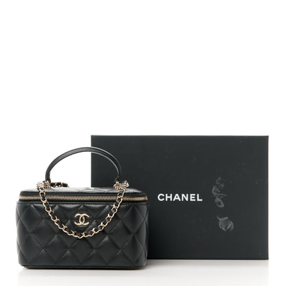 Chanel Lambskin Quilted Small Top Handle Vanity Case With Chain Black 12 of 12