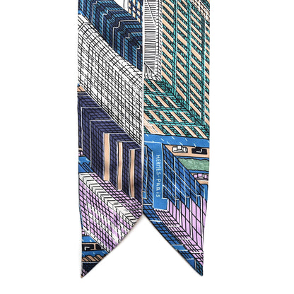 Hermes Silk Pantin City Twilly Beige Bleu Cobalt Vert 2 of 4